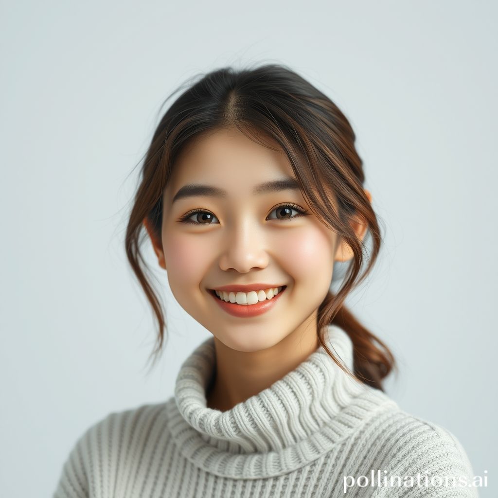 ภาพหญิงสาวยิ้มอย่างมีความสุขกับใบหน้าที่สดใส